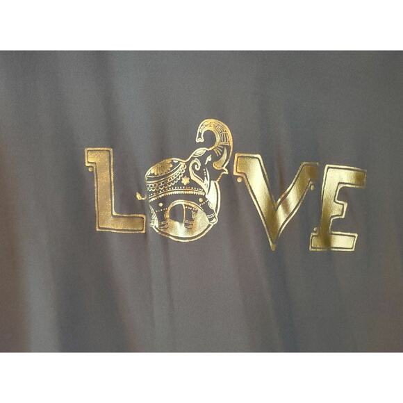 No Boundaries Grey / Gray T-shirt w/ Gold "Love" & Elephant - Picture 2 of 4